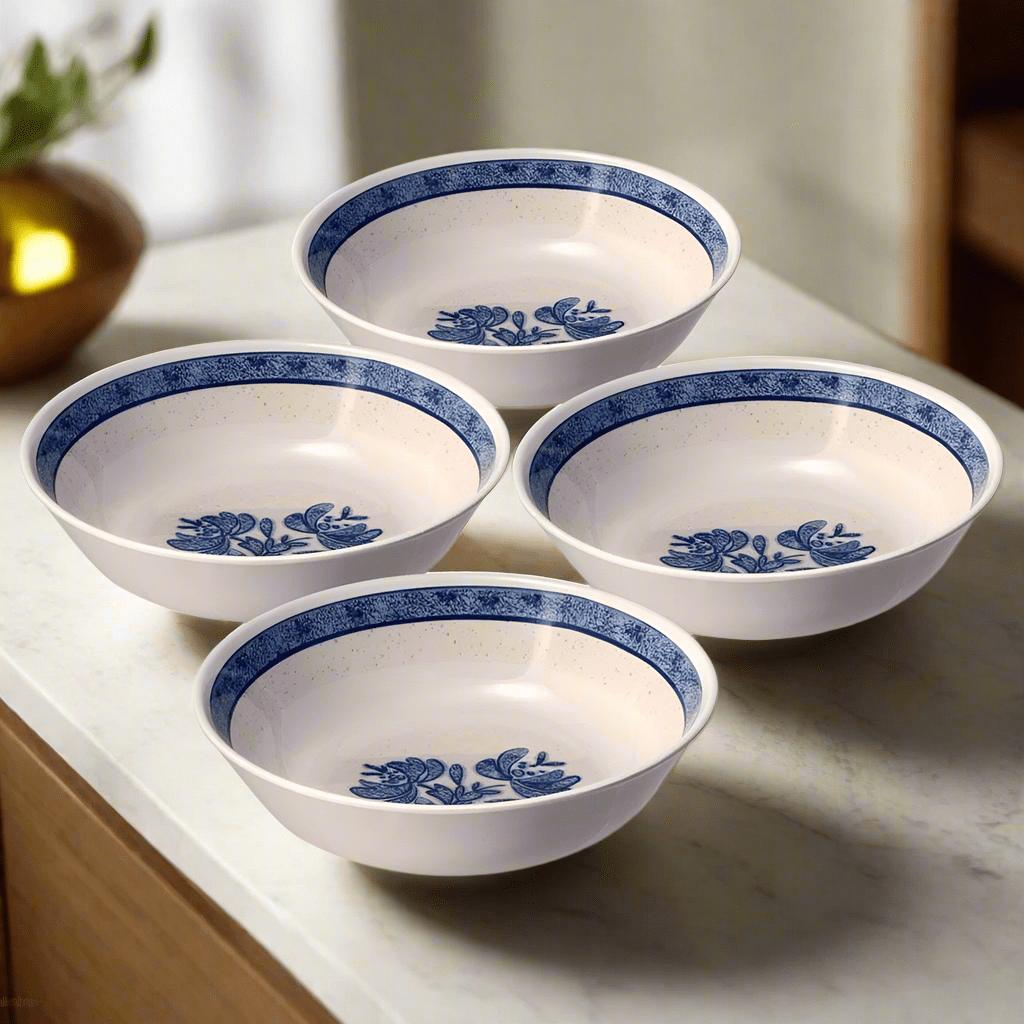 Brightly colored kids melamine bowl set for outdoor dining, showcasing durable design.