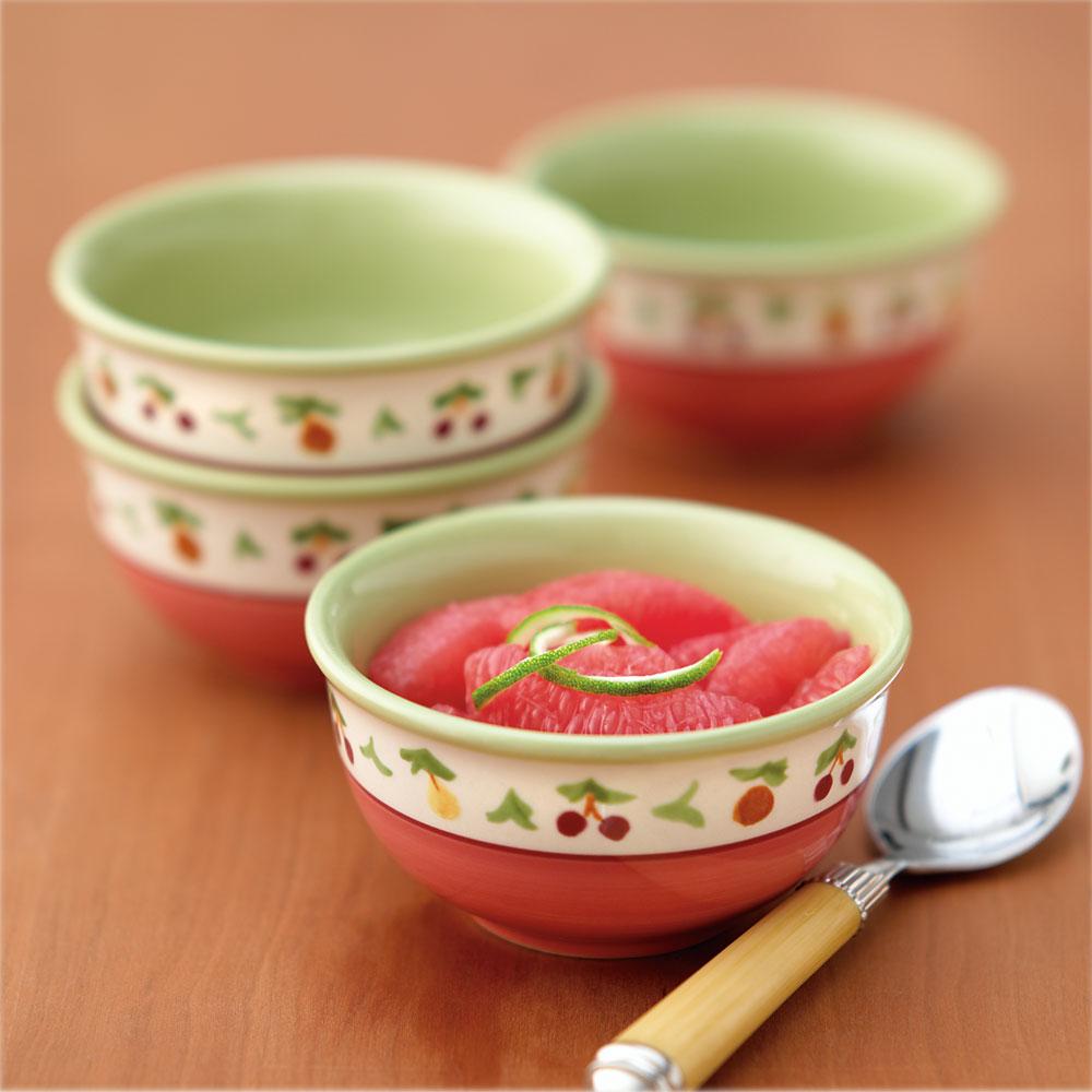 Close-up of elegant stoneware dessert bowls for serving desserts and snacks