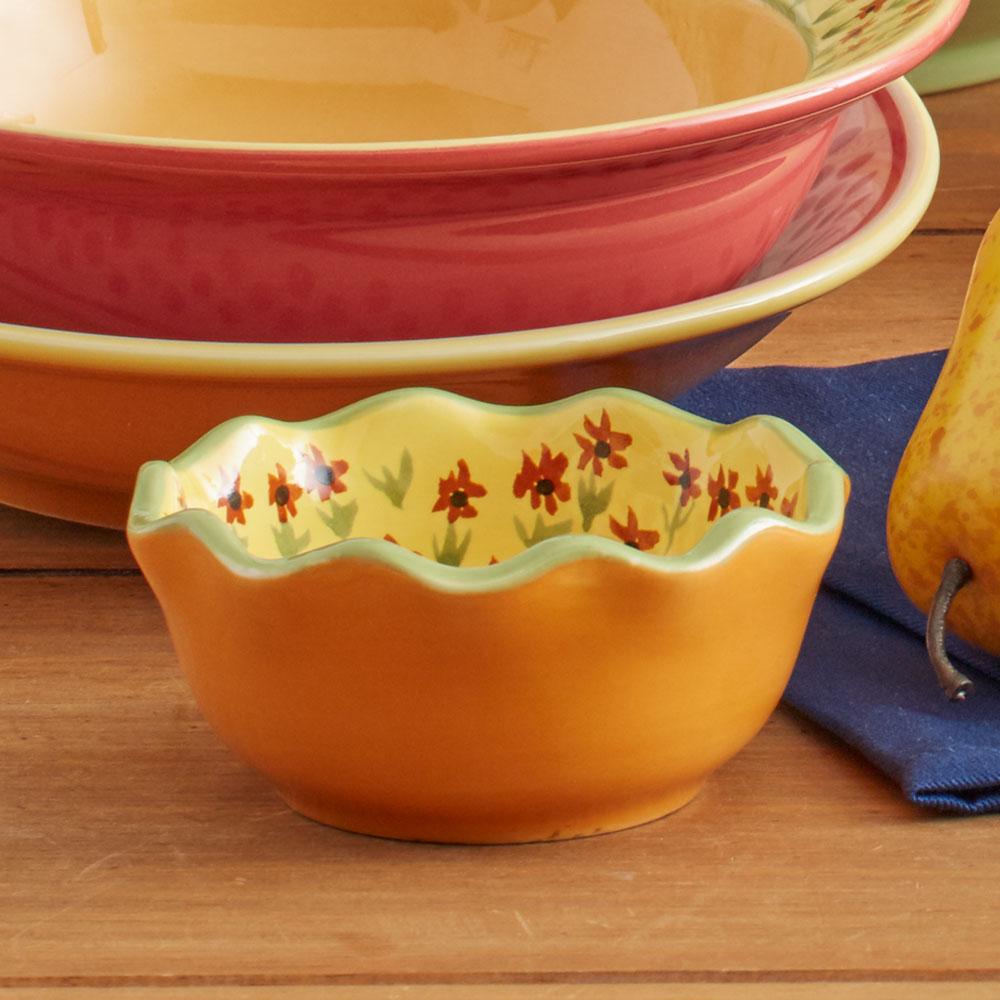 Pistoulet stoneware serving dish filled with salsa at a party