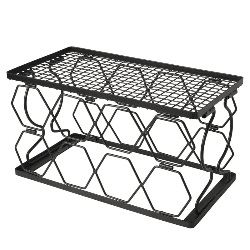 Collapsible wine rack in a compact form, ideal for storage.