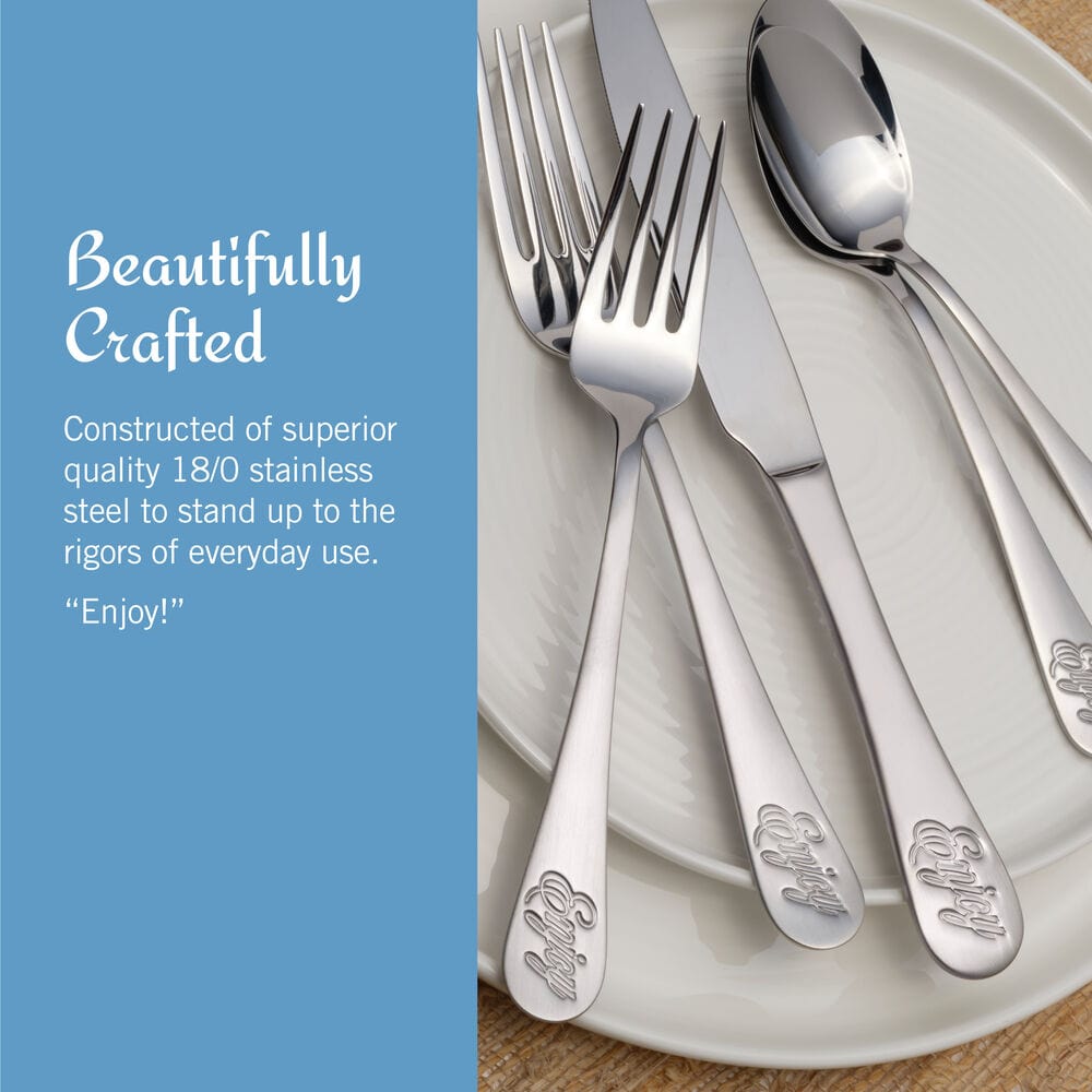 Dishwasher safe flatware set being washed in a modern dishwasher