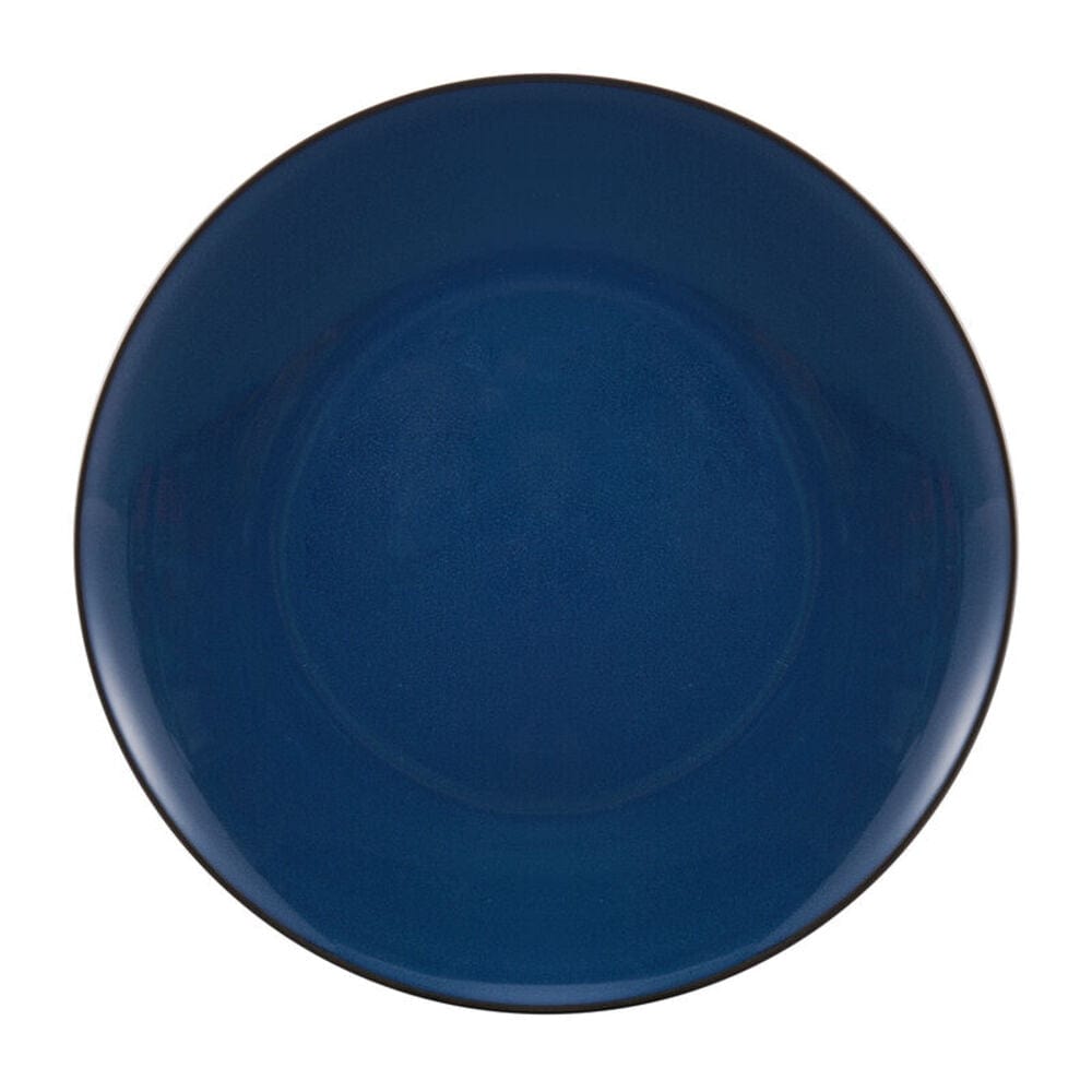 Vibrant blue interior coupe-shaped dinner plate on table setting