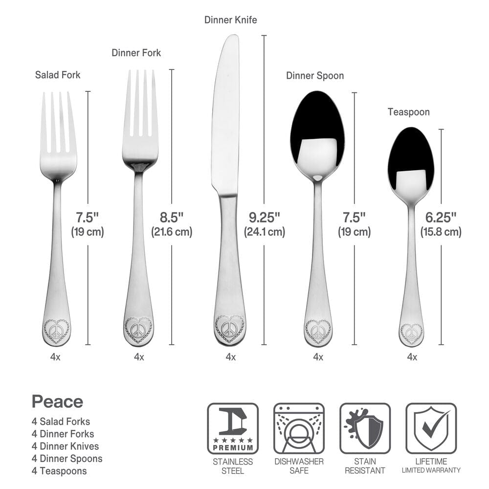 Dishwasher safe stainless steel flatware with a modern, whimsical design for everyday and special occasions
