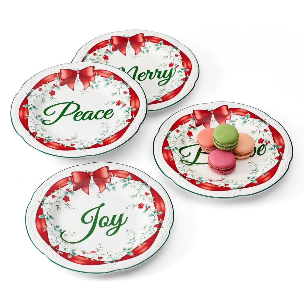 Salad plates elegantly arranged on a festive holiday table setting
