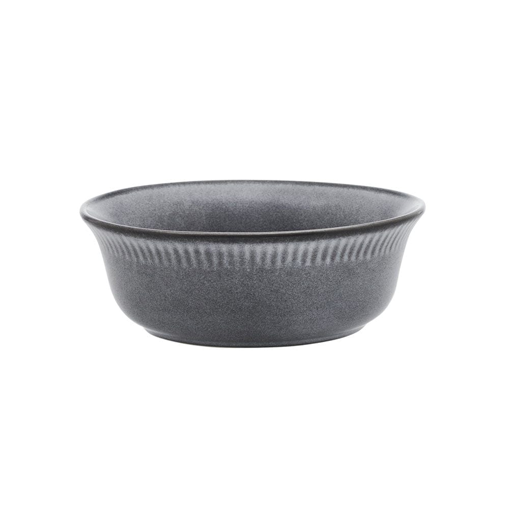 Close-up of the Amara Slate pasta bowl highlighting the semi-matte finish and distinctive color variations.