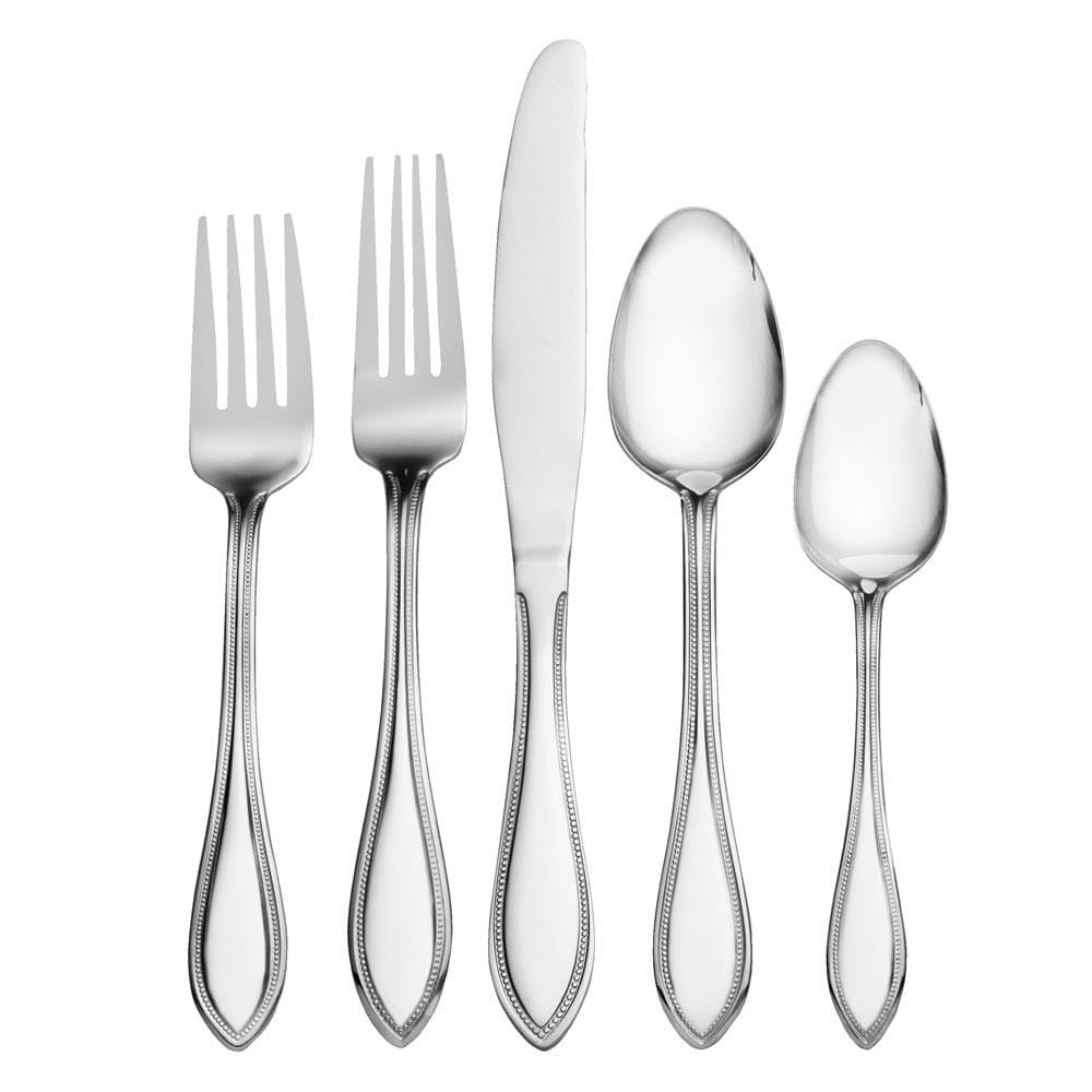 Stainless steel flatware set for 8 with elegant teardrop shape and durable design