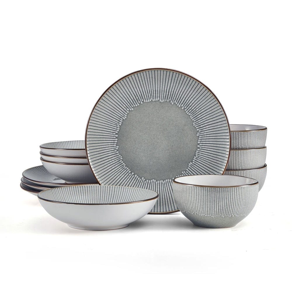 Serving dinner with the Arlie Gray 12-piece tableware set
