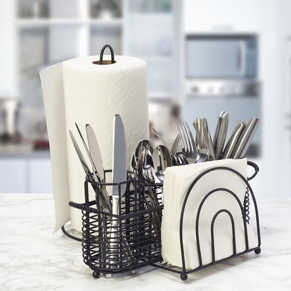 Chic Art Deco Buffet Caddy showcasing compartments and a napkin holder at a stylish party setup.