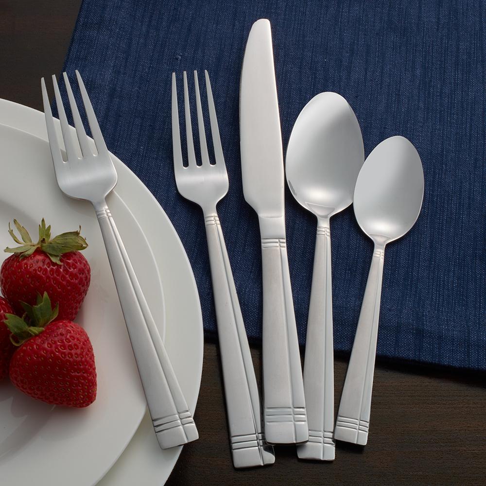 Close-up of Dawson Frost flatware handle with frost finish, ideal for everyday dining