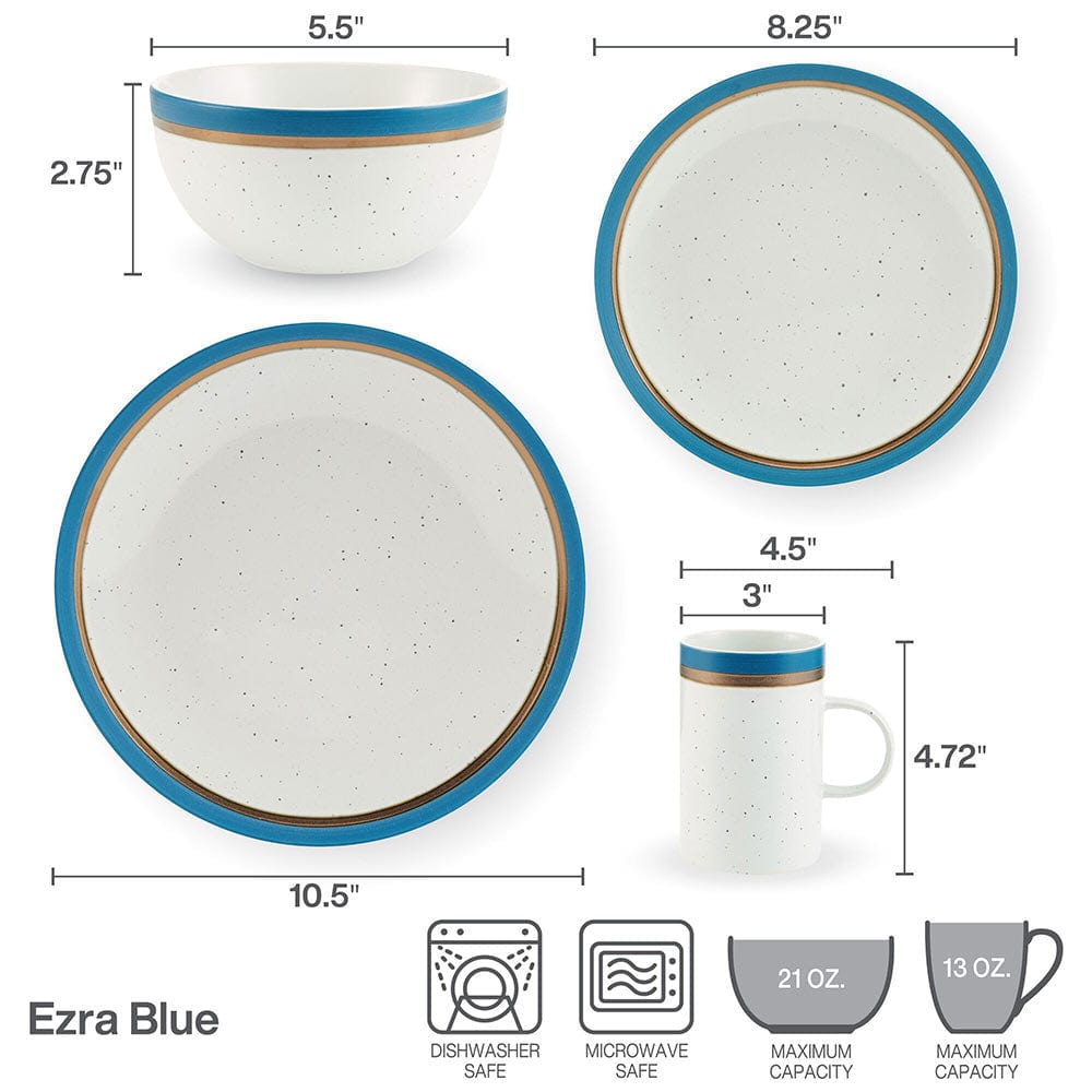 Dishwasher safe blue dinnerware set for everyday use and easy cleaning