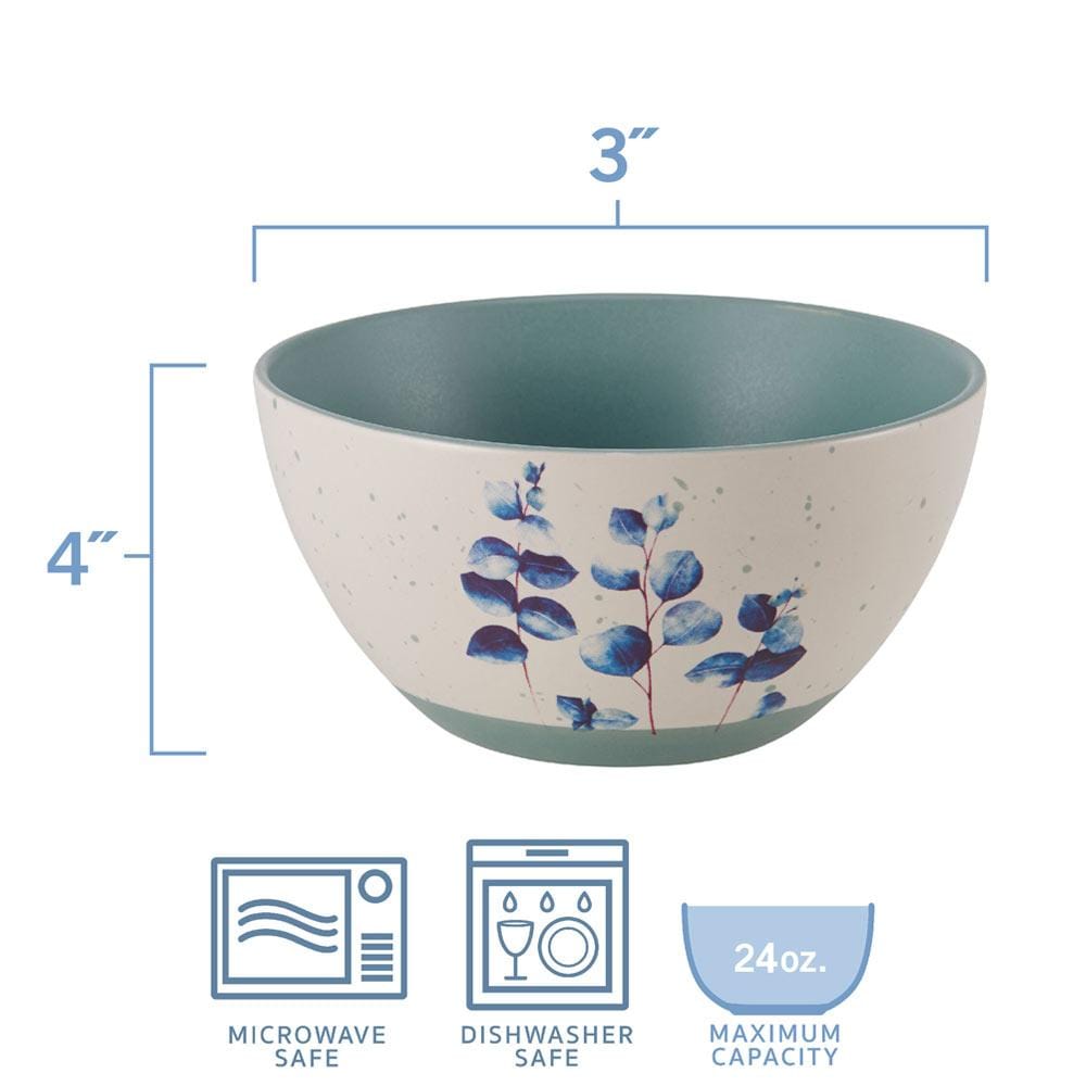 Floral Blue Soup and Cereal Bowls displayed on a dining table, ready for a meal.