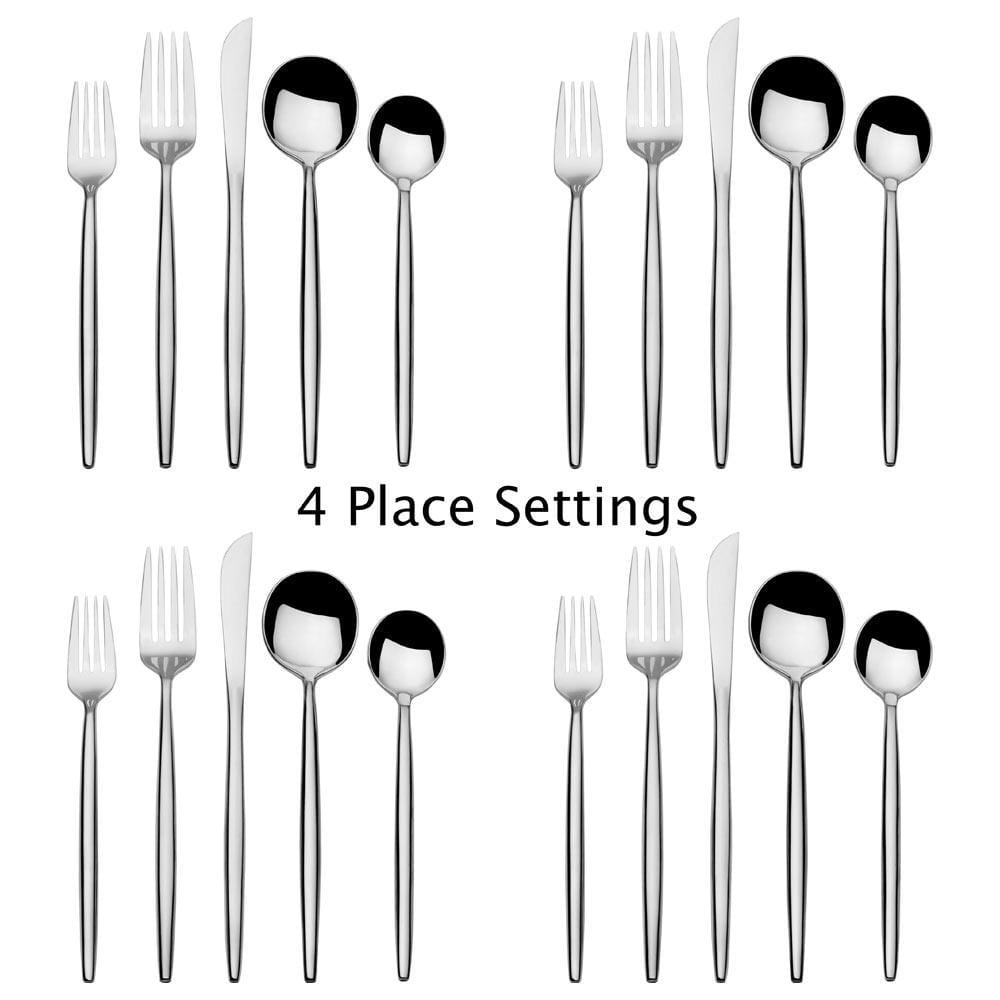 Close-up of sleek stainless steel flatware set for modern dining