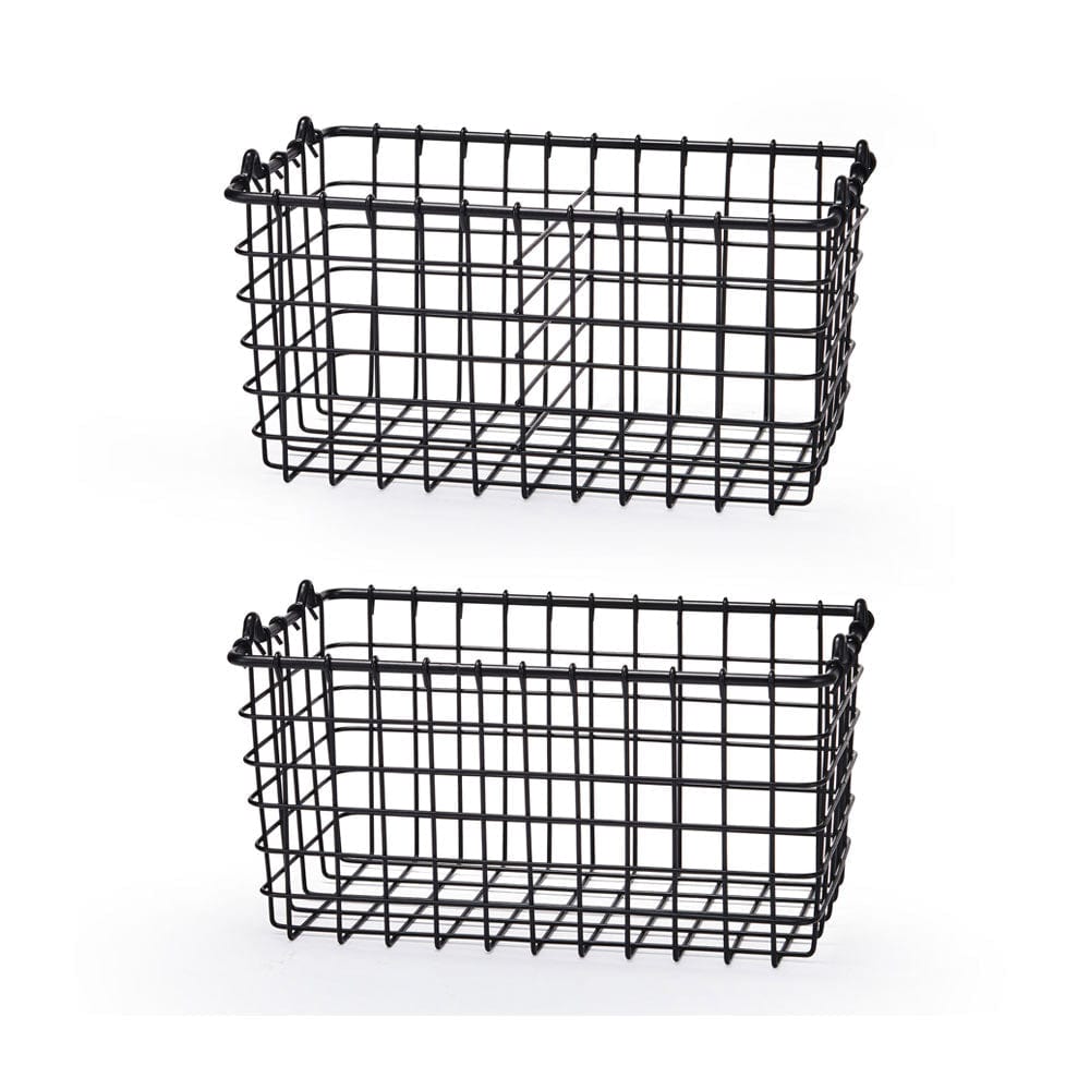 2-tier storage basket on a kitchen countertop filled with fresh fruits and vegetables.