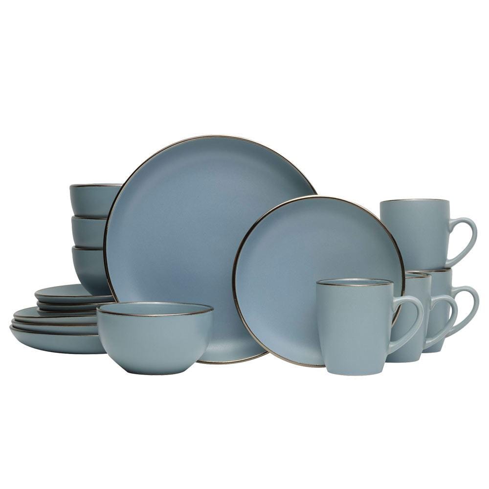 Hadlee Blue Modern Stoneware Dinnerware Set - Image 2