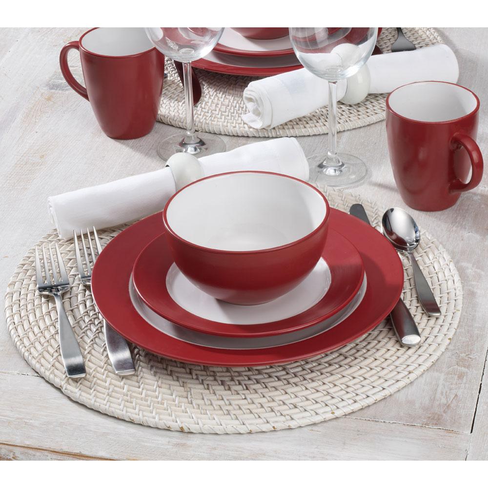Close-up of the Harmony Red cereal bowl, showcasing its elegant design and durability.