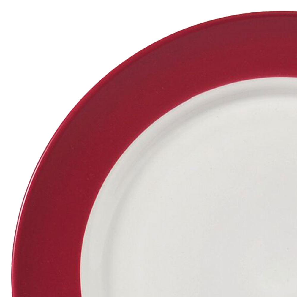 Harmony Red mugs arranged with dinner plates, perfect for hosting guests.