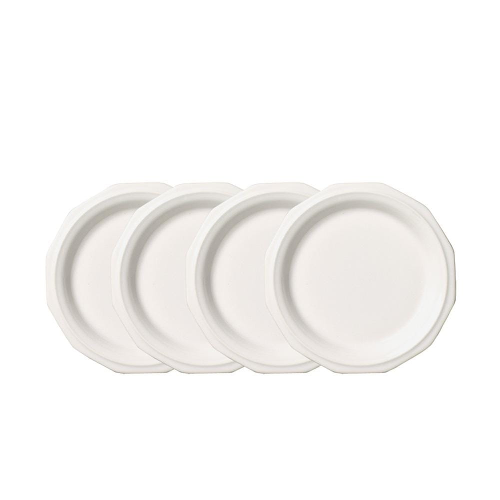 Elegant set of dishwasher safe salad plates used for a family meal