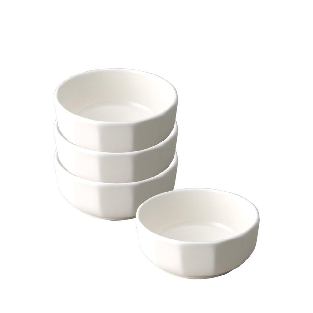 Close-up of microwave safe ceramic bowls filled with soup and cereal, showcasing their size and quality