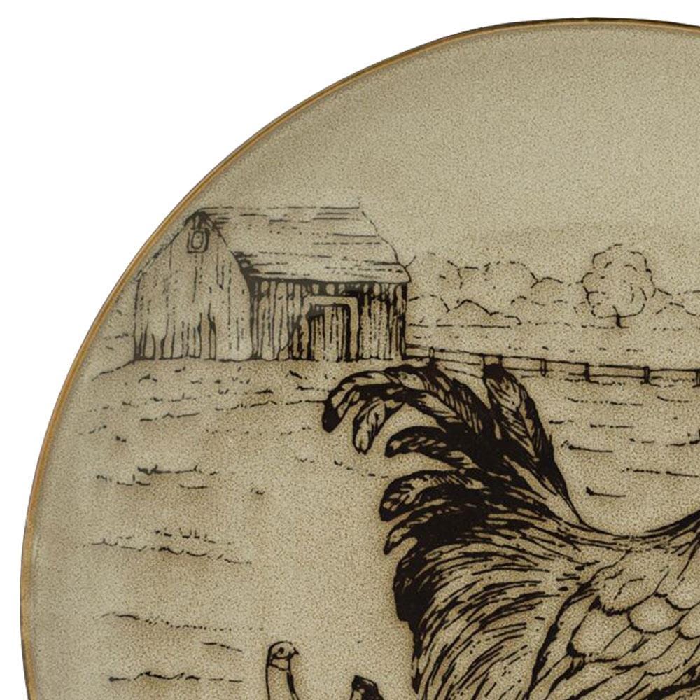 Close-up of reactive glaze on stoneware dinnerware set for family use