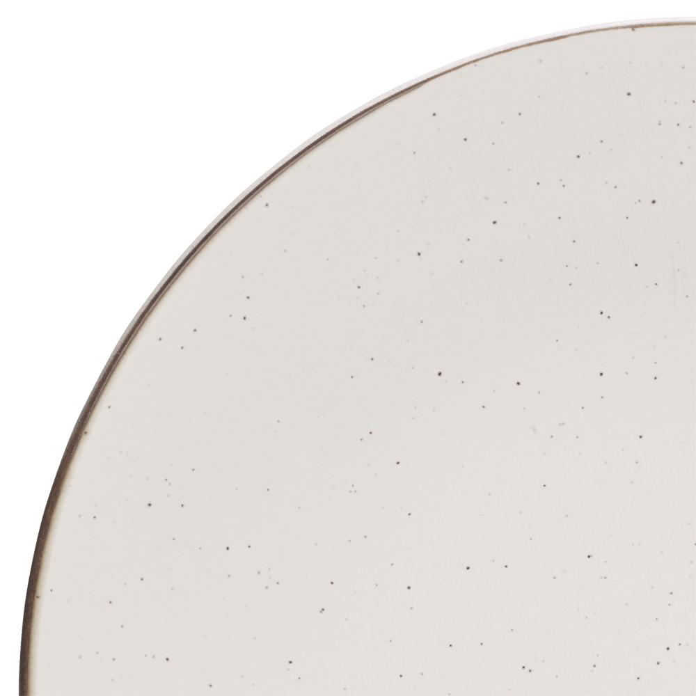 Close-up of Juliana Cream stoneware dinner plates for four