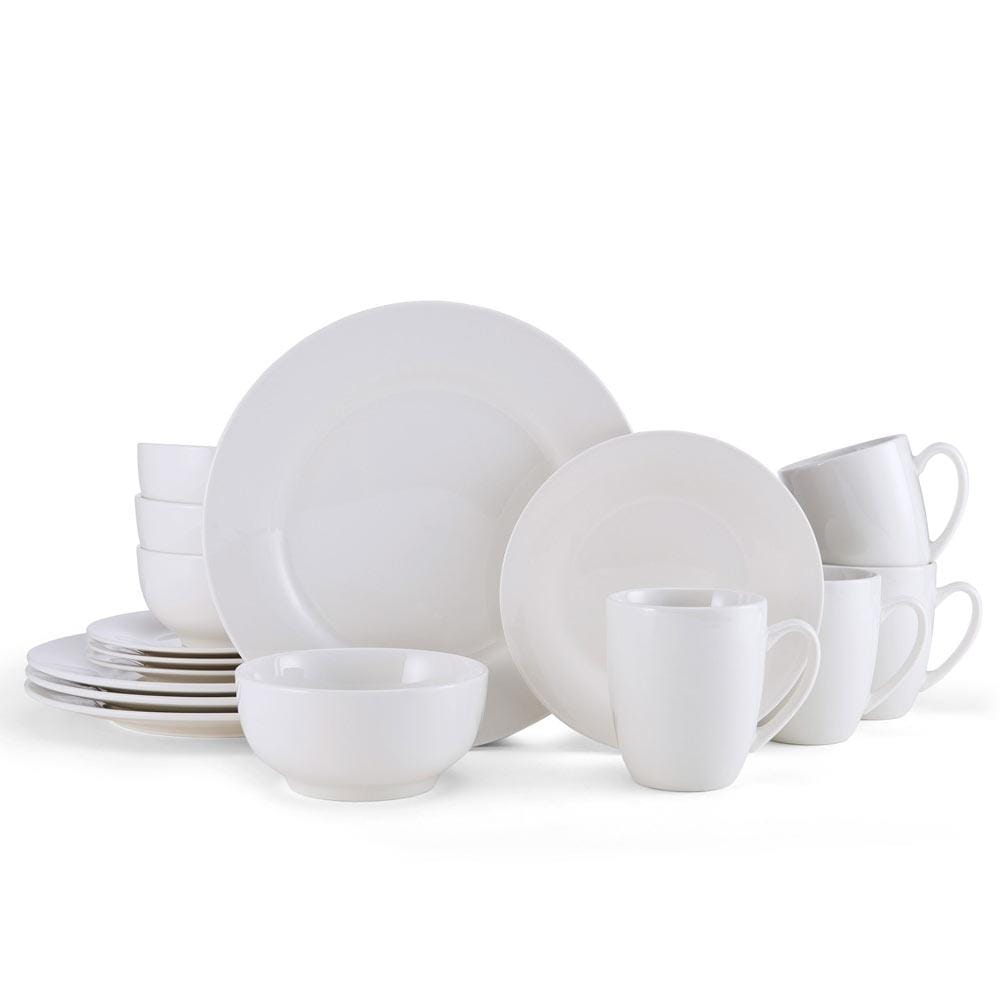 Close-up of the Kendall porcelain dinnerware with unique rim design, perfect for family meals.