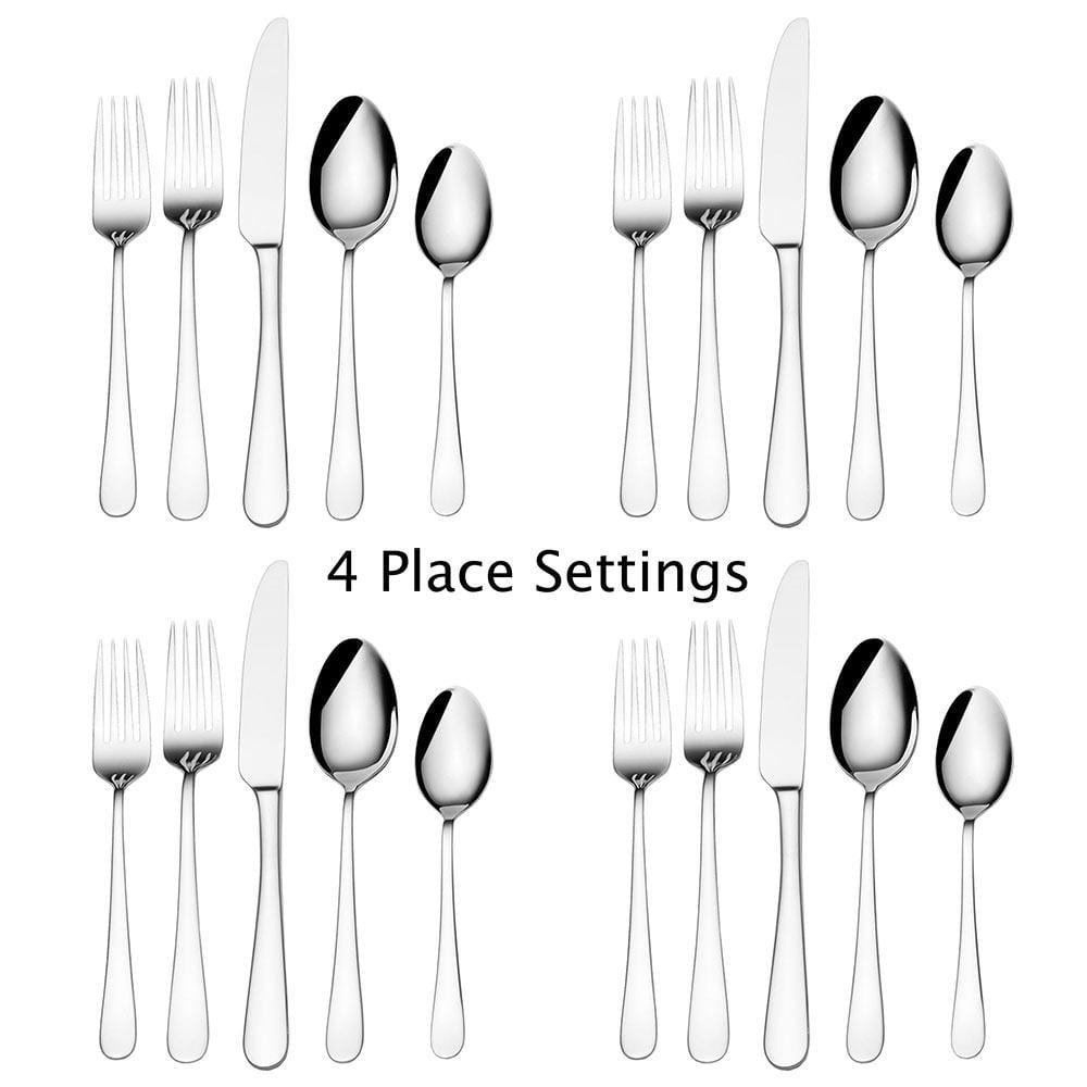 Close-up of the Lisbon stainless steel cutlery set showcasing its polished finish.