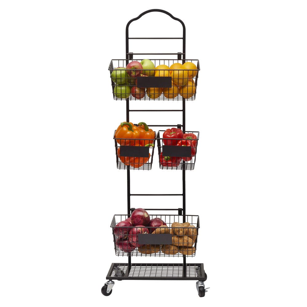 Open-wire design of adjustable rack promoting air circulation for fruits and vegetables