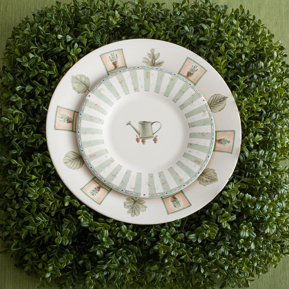 Close-up of the 8-inch stoneware salad plate showing its textured finish