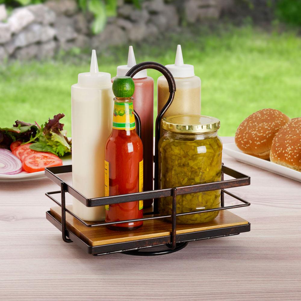 Elegant Rotating Condiment Organizer from above, showcasing its sleek design.
