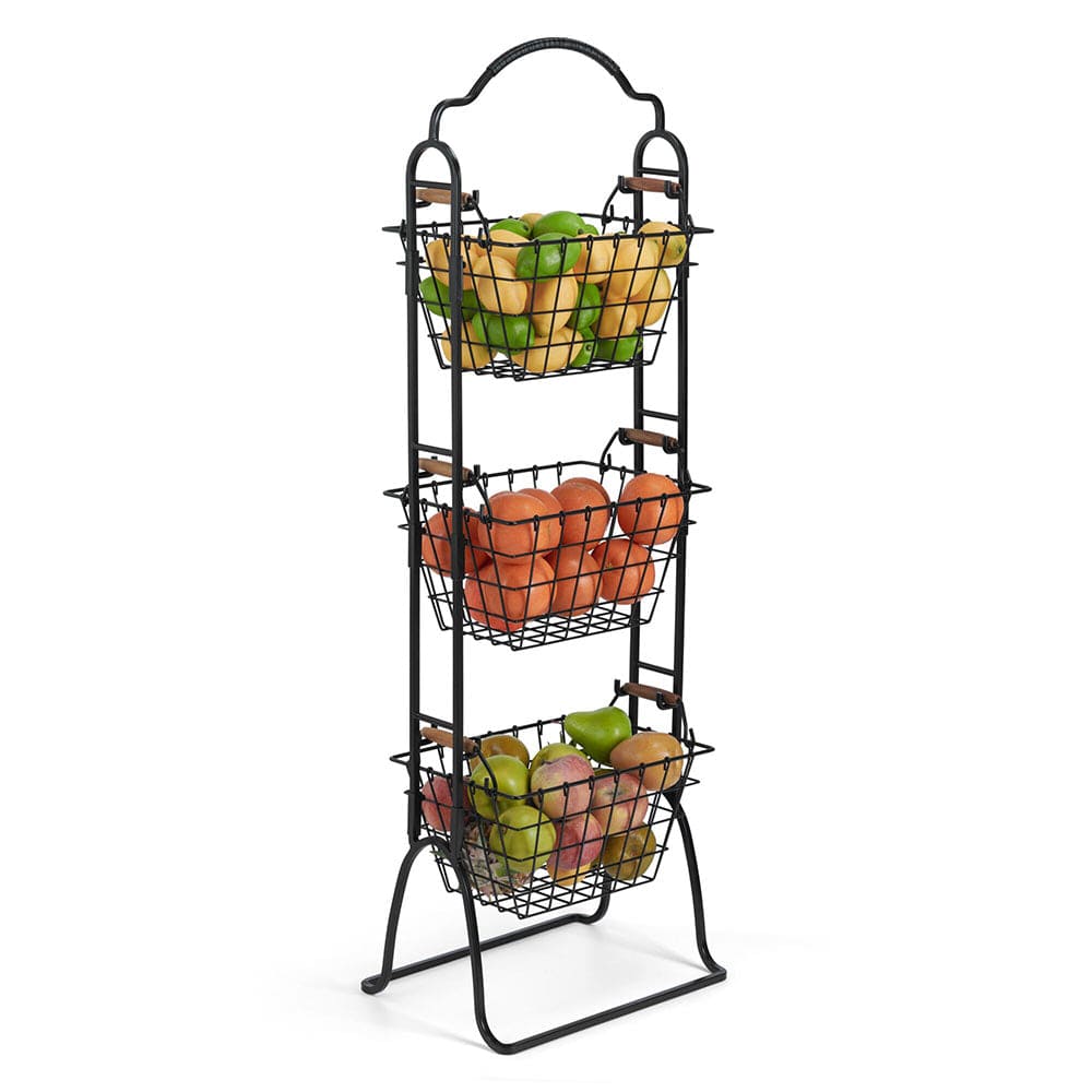 Storage rack in a modern kitchen setup highlighting its space-saving design