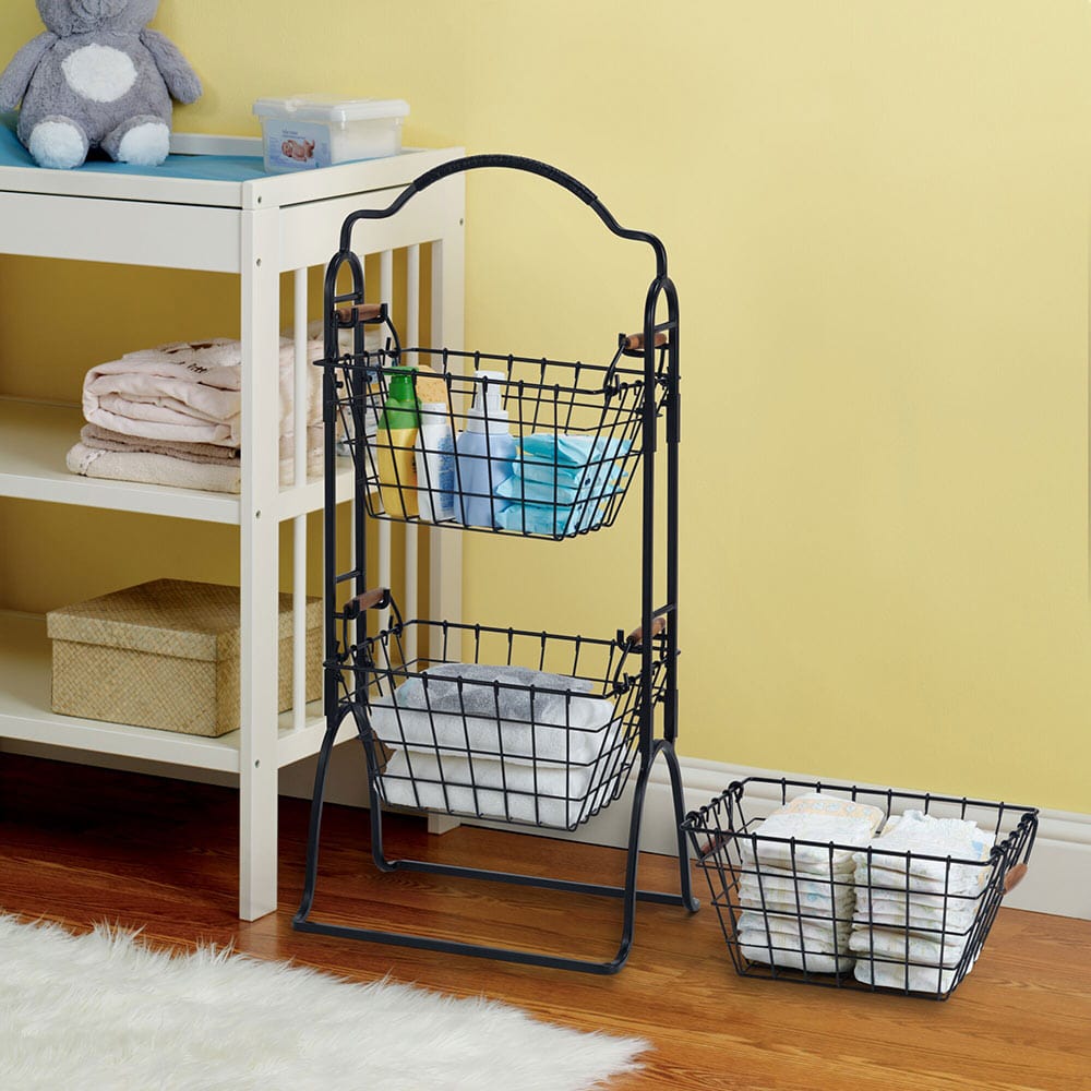 Close-up of Pacific 3 Tier Adjustable Storage Rack showing adjustable tiers and durable steel construction