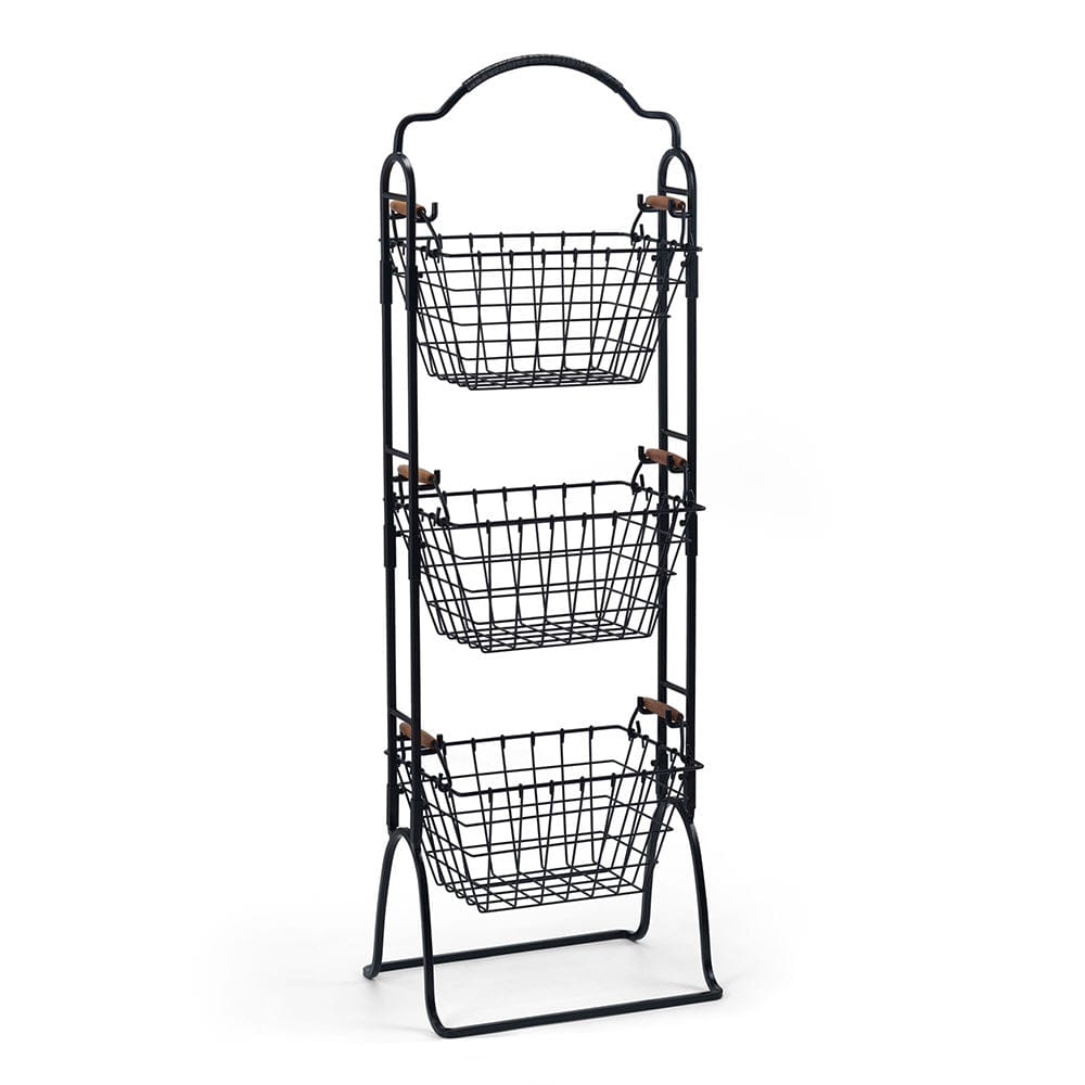 Storage rack in a modern kitchen setup highlighting its space-saving design