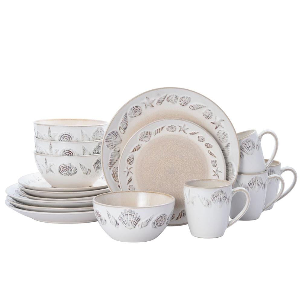 Side angle showcasing the depth and texture of the stoneware dishes in natural daylight