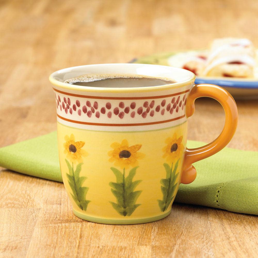 Top view of the coffee mug showcasing its 14oz capacity and smooth stoneware finish
