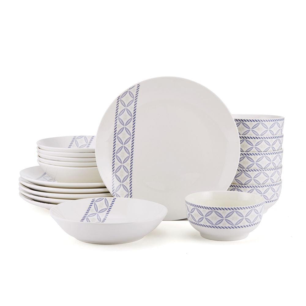 Close-up of all-purpose bowls in the Preslie dinnerware set, ideal for soups and salads