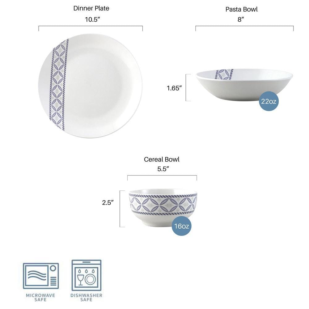 Close-up of all-purpose bowls in the Preslie dinnerware set, ideal for soups and salads