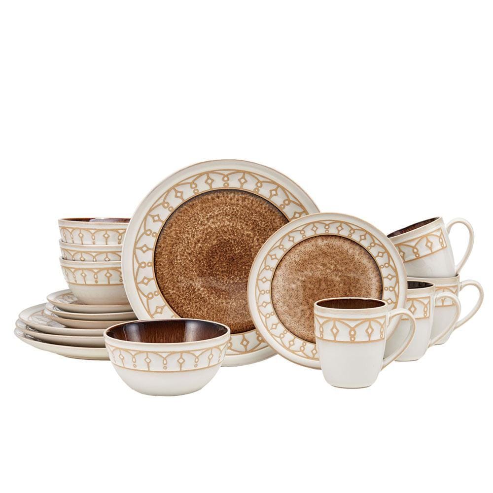 Family enjoying a meal with the 16 piece dinnerware set on a modern table