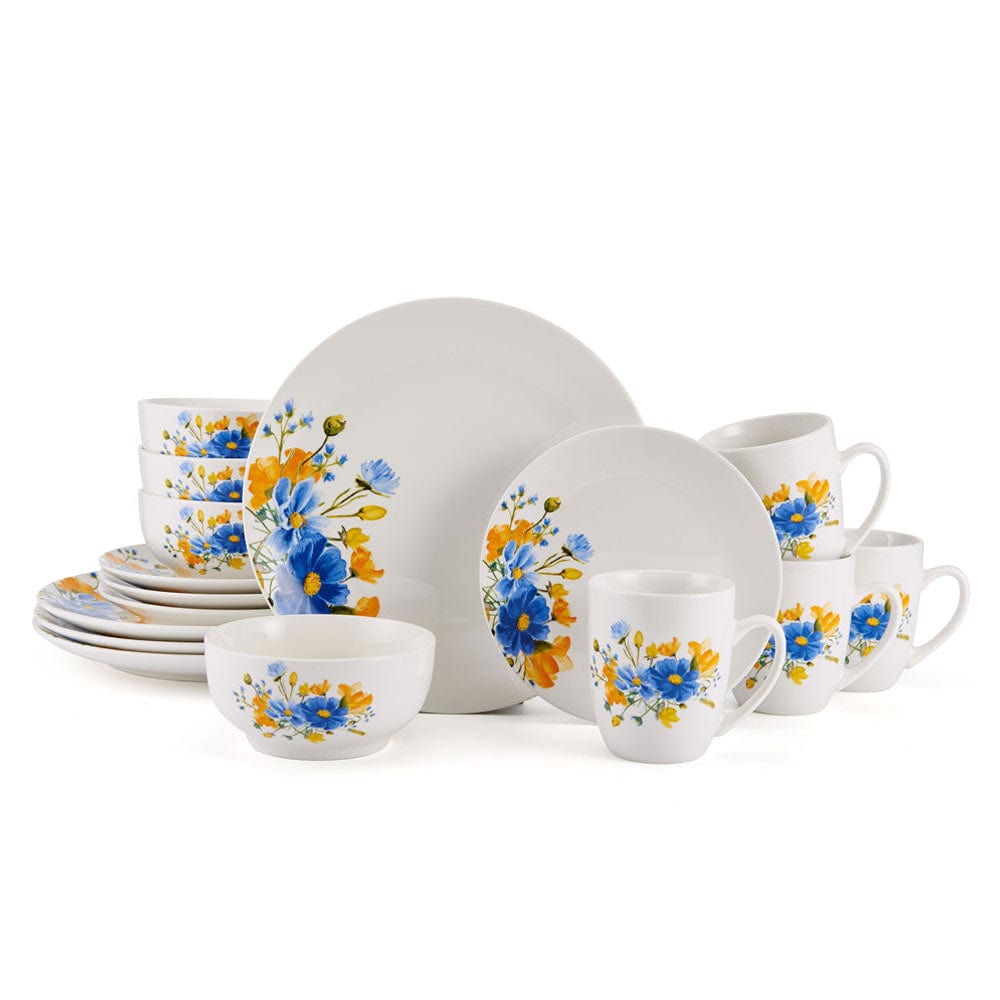 Setting of the Spring Blossom dinnerware set on a beautifully arranged table for a spring dinner.