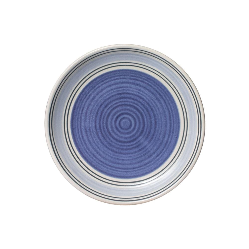 Stacked Rio dessert plates displaying their durability and stylish stoneware design, perfect for any occasion.