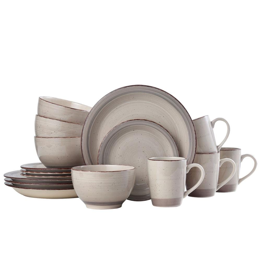 Set of four stoneware cereal bowls in a contemporary kitchen setting