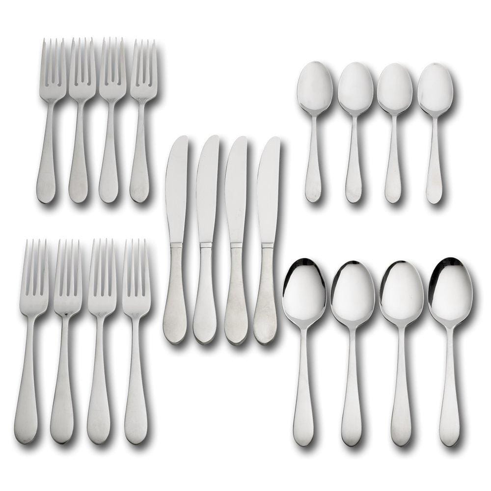 Flatware set service for 4 with elegant satin finish