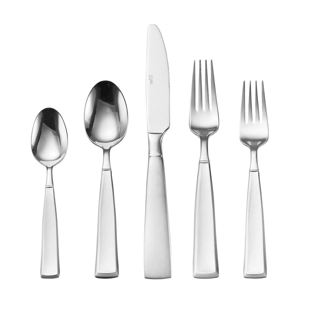 Flatware set with broad handle and banding detail for everyday use