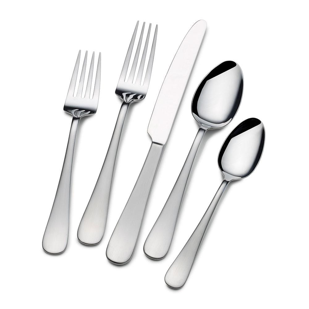 Stainless steel cutlery with sleek satin handles for everyday meals