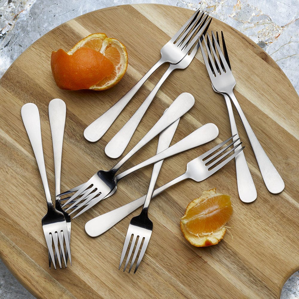 Elegant satin flatware set with teardrop handles for formal dining