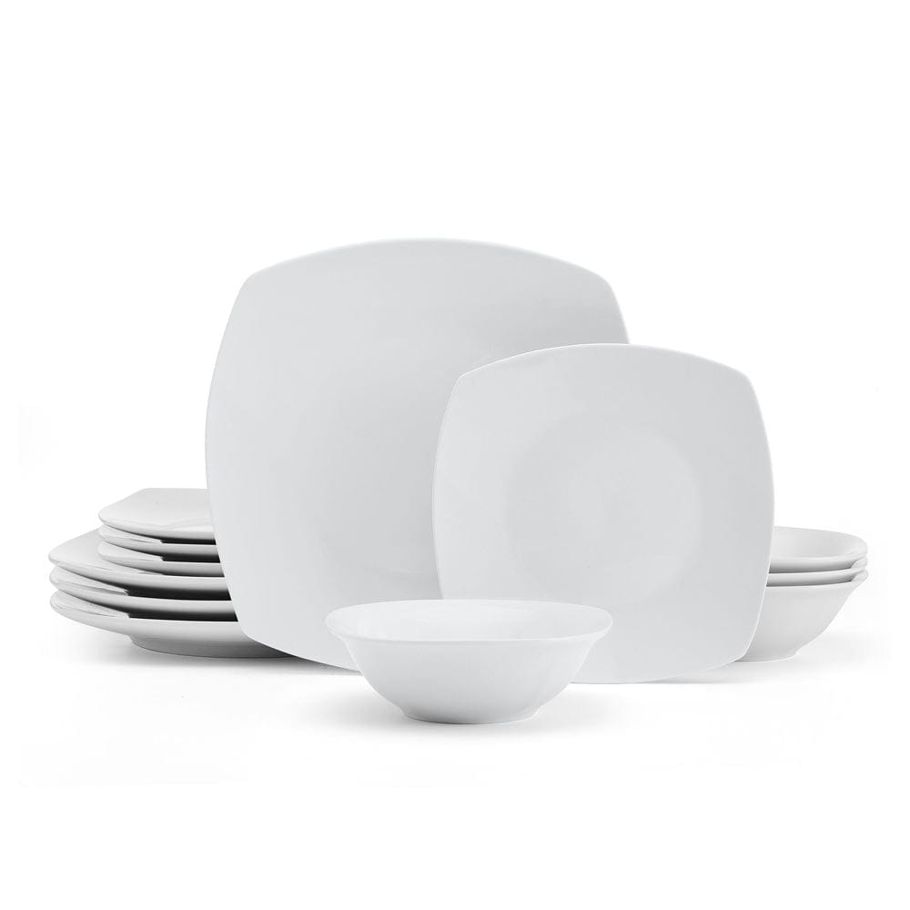 Elegant dinnerware set for 4 with contemporary design, perfect for light entertaining