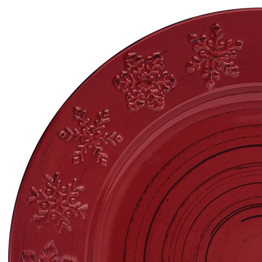 Table setting with the Rustic Trellis Snowflakes Dinnerware Set, showcasing its festive appeal for holiday gatherings.