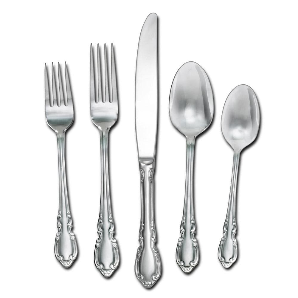 Close-up view of the Elegant Vienna stainless steel cutlery highlighting the scalloped handle.