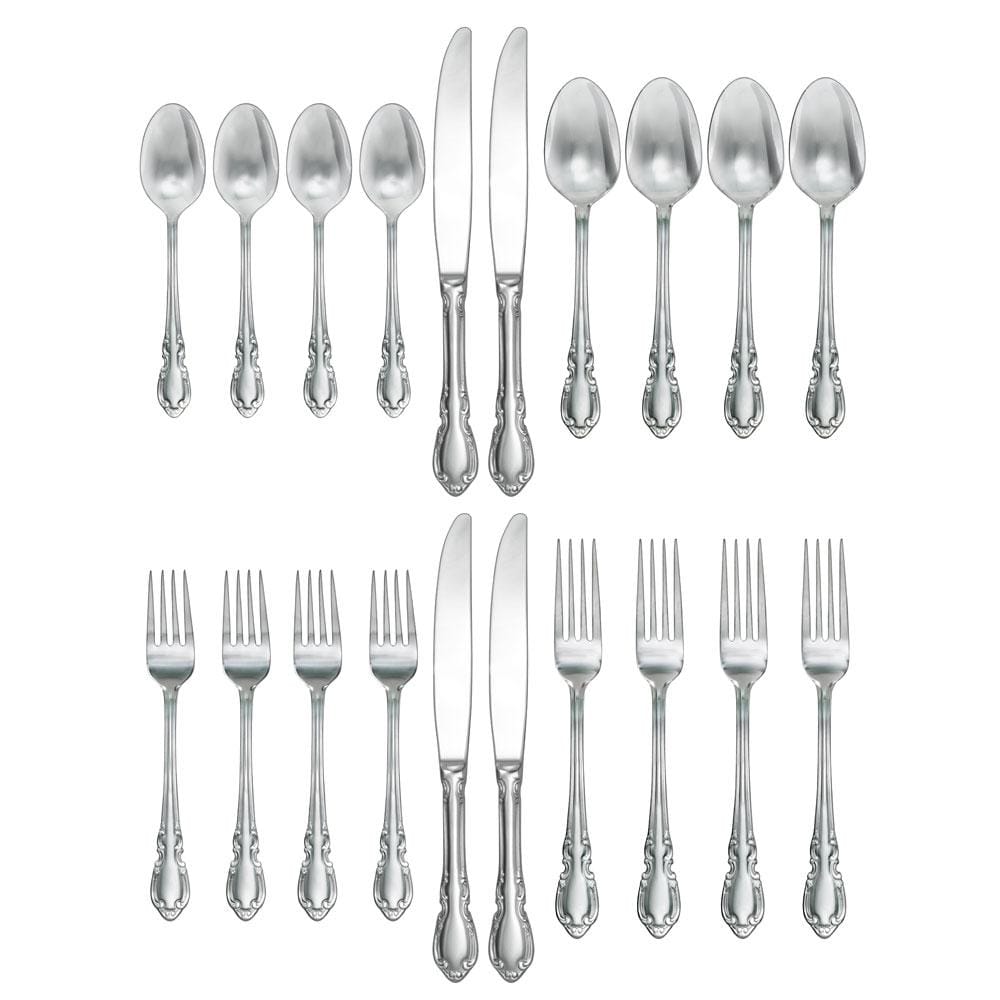 Elegant Vienna Flatware Set arranged beautifully for a formal dinner setting.