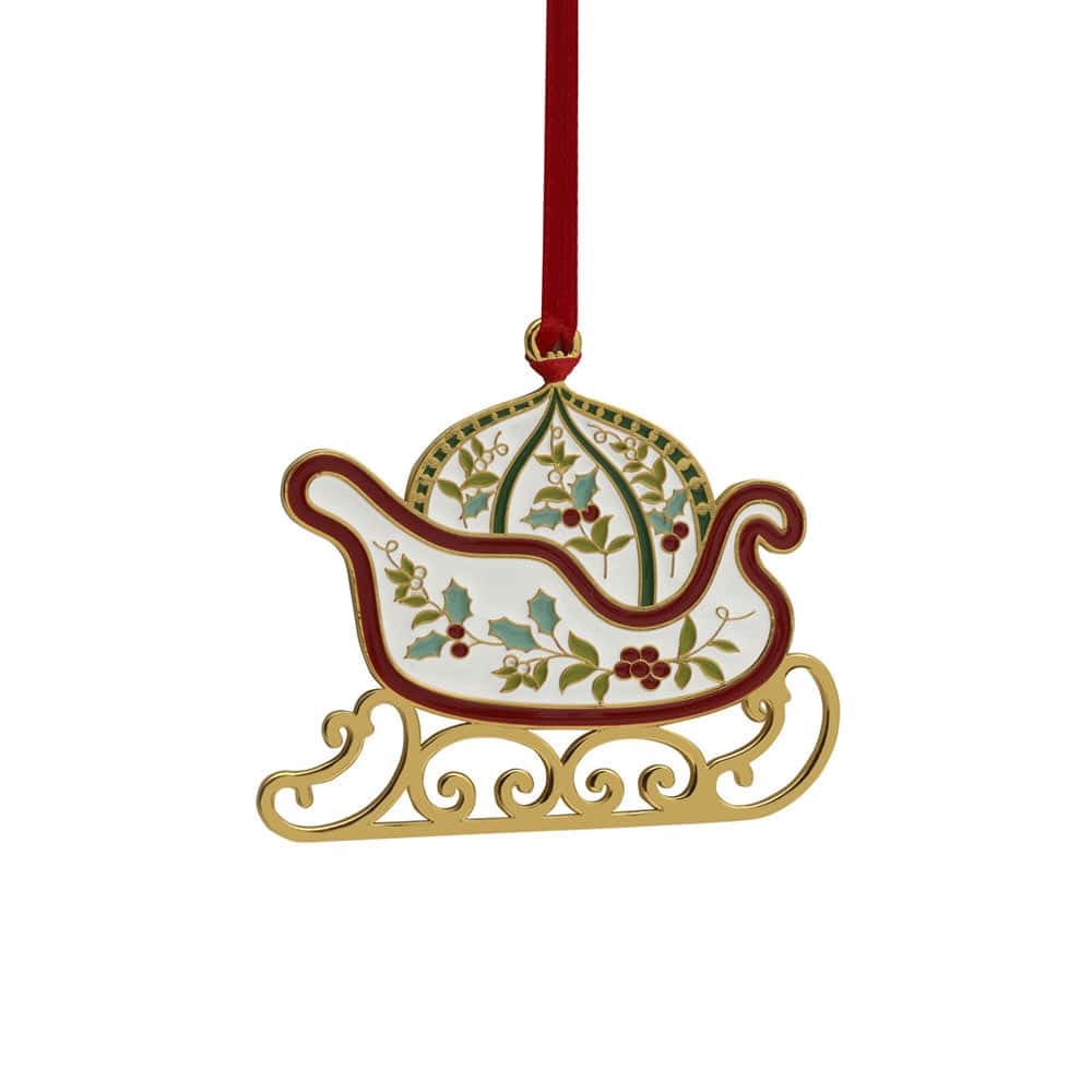 Elegant Winterberry Gold Plated Christmas Ornament displayed in a festive setting, perfect for holiday decor.