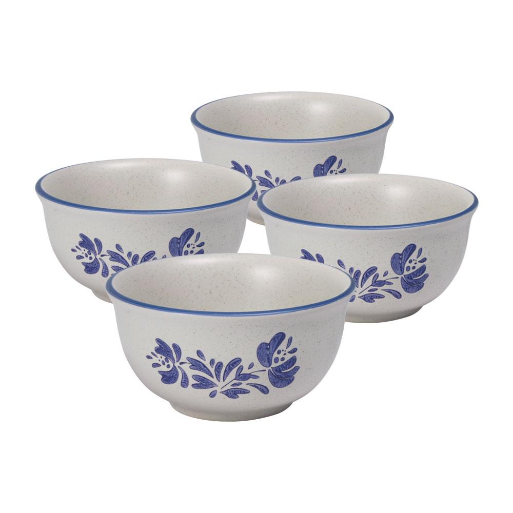 Close-up of Yorktowne dessert bowls filled with various snacks and desserts